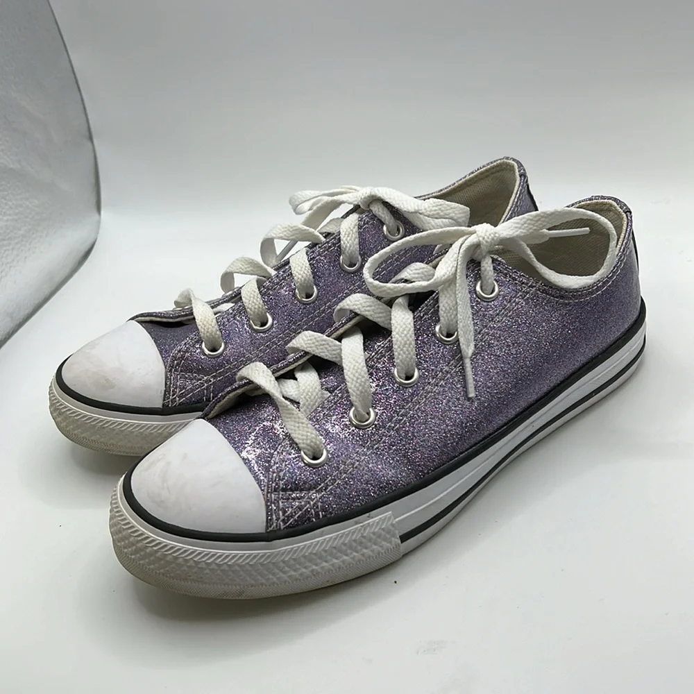 Converse Sneakers Shoes Moody Purple Glitter Kids Juniors Girls Size 3